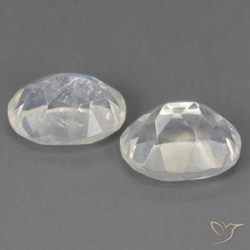 3.87 ct natürliche Bläulich-weiß Regenbogenmondstein-Edelsteine, Oval, Transparent