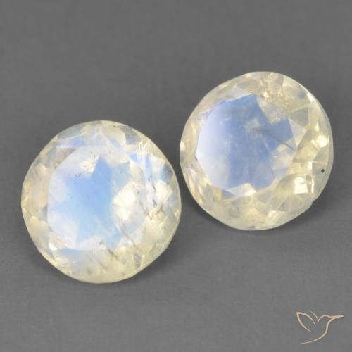2.53 ct natürliche Bläulich-weiß Regenbogenmondstein-Edelsteine, Runden, Transparent