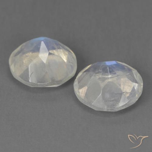 2.53 ct natürliche Bläulich-weiß Regenbogenmondstein-Edelsteine, Runden, Transparent