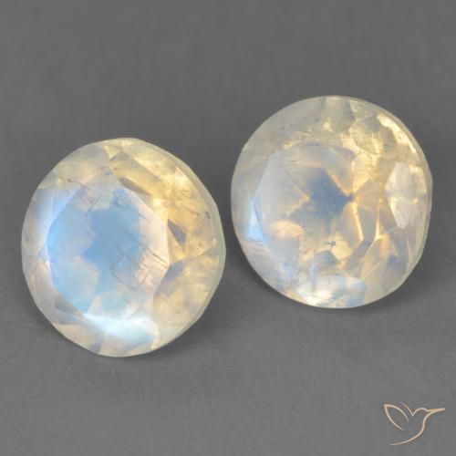 3.03 ct natürliche Bläulich-weiß Regenbogenmondstein-Edelsteine, Runden, Transparent