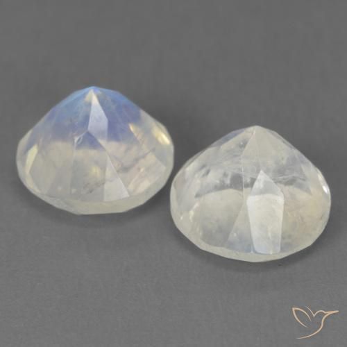 3.03 ct natürliche Bläulich-weiß Regenbogenmondstein-Edelsteine, Runden, Transparent