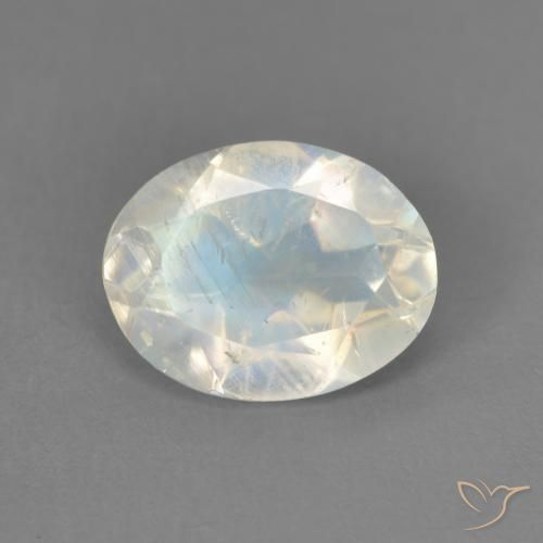 1.75ct Natürlicher Bläulich-weiß Regenbogenmondstein, Oval, Transparent