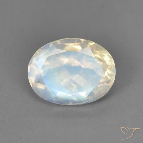 2.13ct Natürlicher Bläulich-weiß Regenbogenmondstein, Oval, Transparent