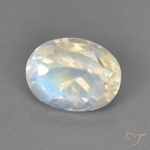 9,17 ctw natürlicher Bläulich-weiß Regenbogenmondstein, Oval, Transparent