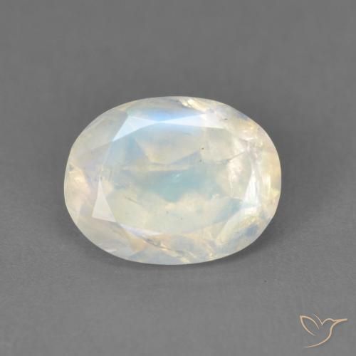 1.91ct Natürlicher Bläulich-weiß Regenbogenmondstein, Oval, Transparent