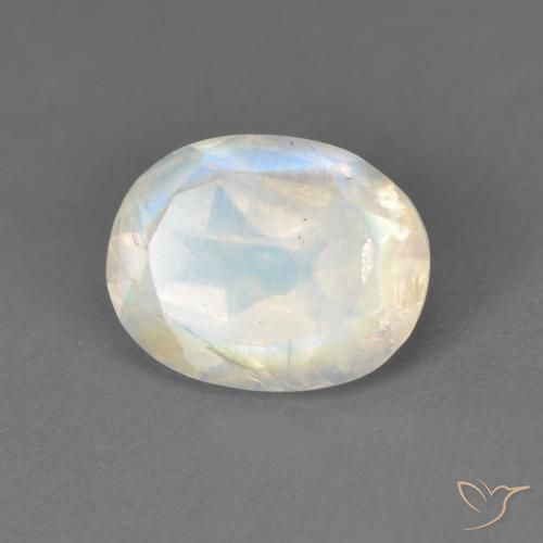9,17 ctw natürlicher Bläulich-weiß Regenbogenmondstein, Oval, Transparent