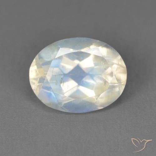 2.05ct Natürlicher Bläulich-weiß Regenbogenmondstein, Oval, Transparent