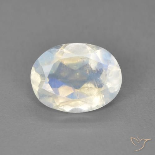 1.60ct Natürlicher Bläulich-weiß Regenbogenmondstein, Oval, Transparent