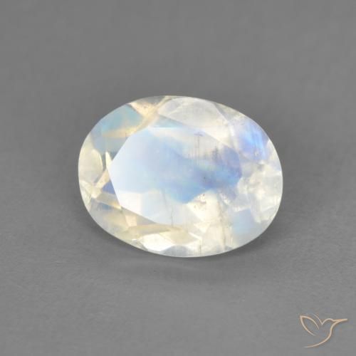 9,17 ctw natürlicher Bläulich-weiß Regenbogenmondstein, Oval, Transparent