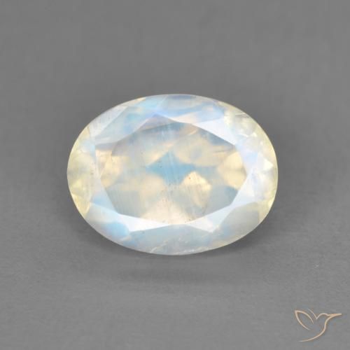2.00ct Natürlicher Bläulich-weiß Regenbogenmondstein, Oval, Transparent