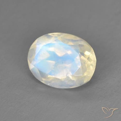 9,17 ctw natürlicher Bläulich-weiß Regenbogenmondstein, Oval, Transparent