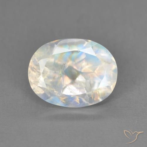 2.15ct Natürlicher Bläulich-weiß Regenbogenmondstein, Oval, Transparent
