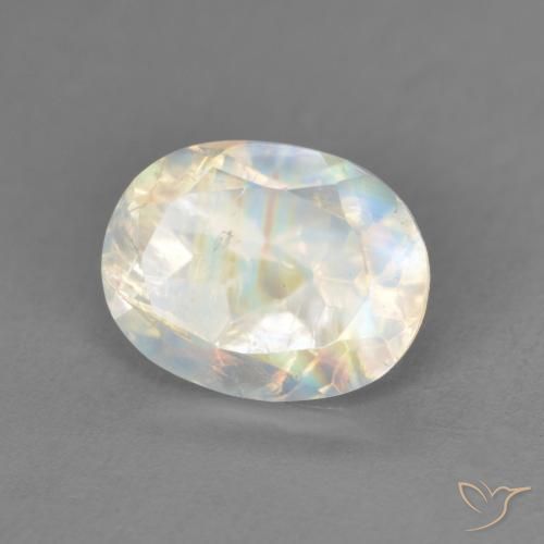 9,17 ctw natürlicher Bläulich-weiß Regenbogenmondstein, Oval, Transparent