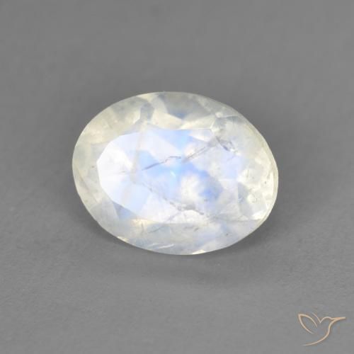 1.94ct Natürlicher Bläulich-weiß Regenbogenmondstein, Oval, Transparent