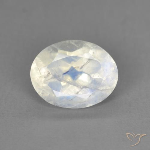 9,17 ctw natürlicher Bläulich-weiß Regenbogenmondstein, Oval, Transparent
