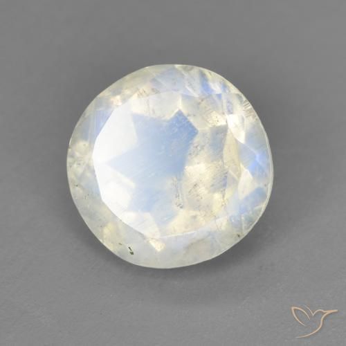 2.38ct Natürlicher Bläulich-weiß Regenbogenmondstein, Runden, Transparent