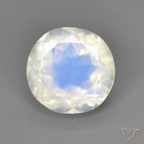 2.54ct Natürlicher Bläulich-weiß Regenbogenmondstein, Oval, Transparent