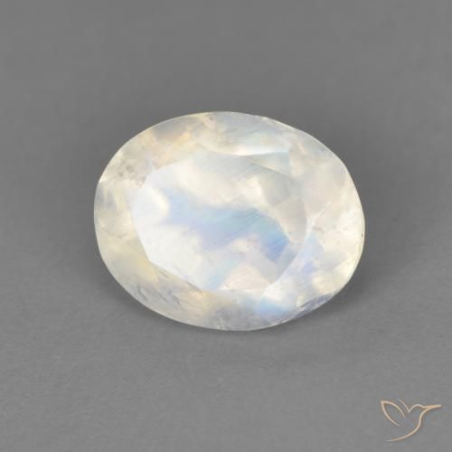 1.90ct Natürlicher Bläulich-weiß Regenbogenmondstein, Oval, Transparent