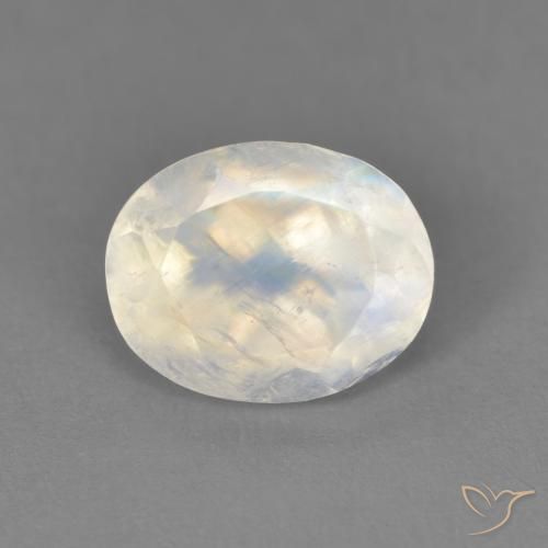 9,17 ctw natürlicher Bläulich-weiß Regenbogenmondstein, Oval, Transparent