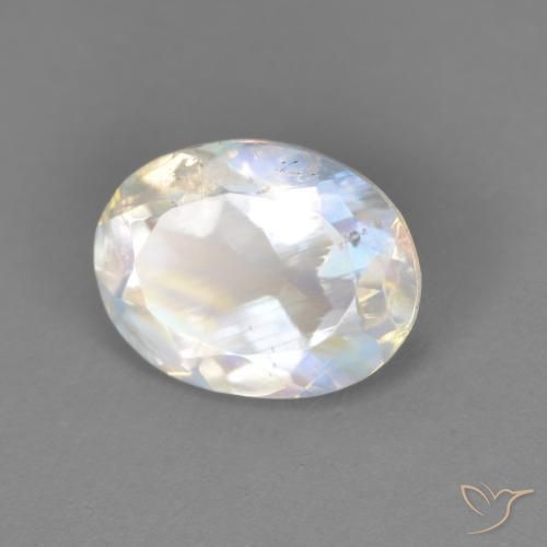 9,17 ctw natürlicher Bläulich-weiß Regenbogenmondstein, Oval, Transparent