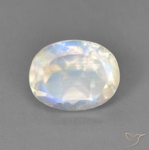 2.10ct Natürlicher Bläulich-weiß Regenbogenmondstein, Oval, Transparent