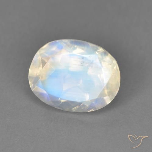 9,17 ctw natürlicher Bläulich-weiß Regenbogenmondstein, Oval, Transparent