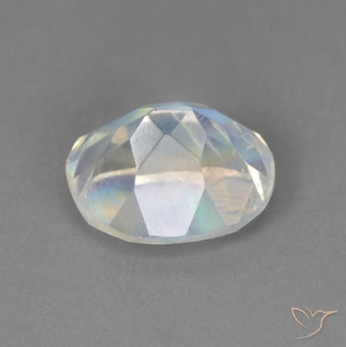 9,17 ctw natürlicher Bläulich-weiß Regenbogenmondstein, Oval, Transparent
