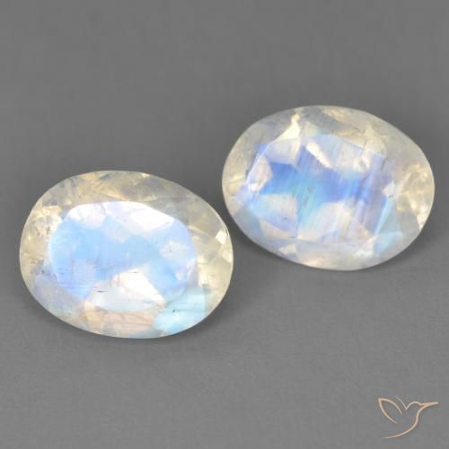 3.10 ct natürliche Bläulich-weiß Regenbogenmondstein-Edelsteine, Oval, Transparent