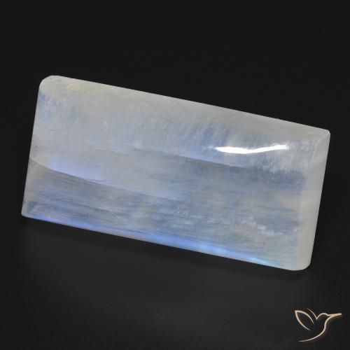 9,17 ctw natürlicher Bläulich-weiß Regenbogenmondstein, Baguette, Transparent