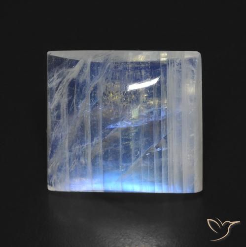 7.62ct Natürlicher Bläulich-weiß Regenbogenmondstein, Baguette, Transparent