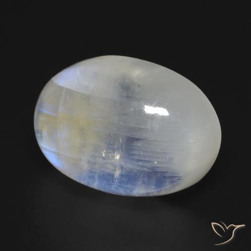 9,17 ctw natürlicher Bläulich-weiß Regenbogenmondstein, Oval, Transparent