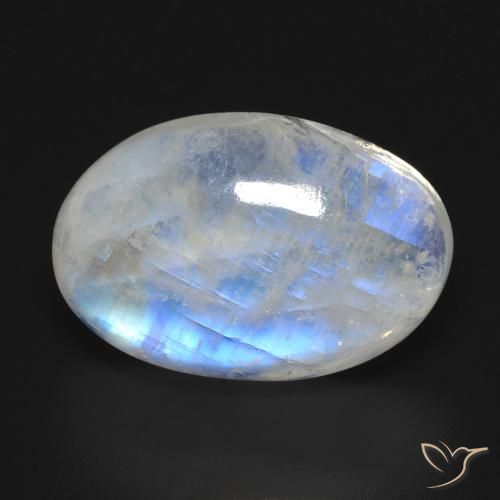 17,27 ctw natürlicher weißer Regenbogen-Mondstein, Oval Schliff, Transparent