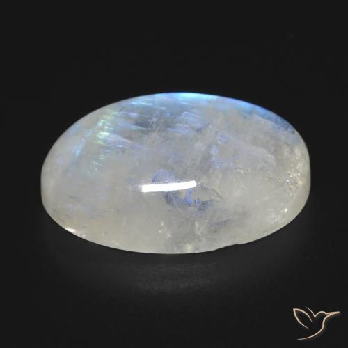 17,27 ctw natürlicher weißer Regenbogen-Mondstein, Oval Schliff, Transparent