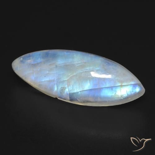 10.03ct Natürlicher Bläulich-weiß Regenbogenmondstein, Marquise, Transparent