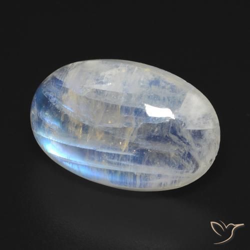 9,17 ctw natürlicher Bläulich-weiß Regenbogenmondstein, Oval, Transparent