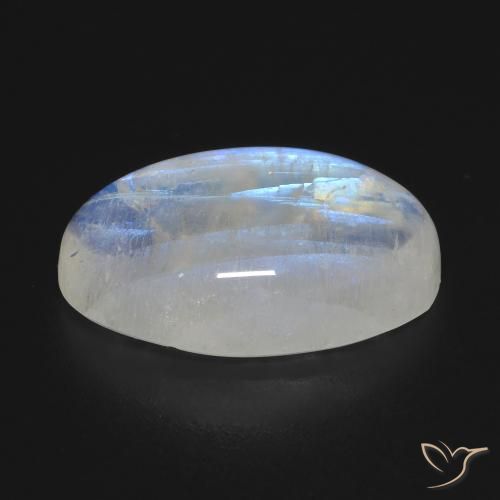 9,17 ctw natürlicher Bläulich-weiß Regenbogenmondstein, Oval, Transparent