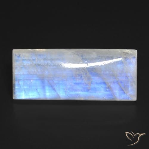 27.29ct Natürlicher Bläulich-weiß Regenbogenmondstein, Baguette, Transparent