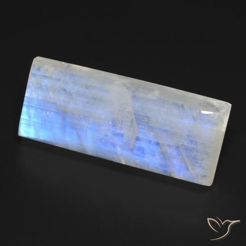 9,17 ctw natürlicher Bläulich-weiß Regenbogenmondstein, Baguette, Transparent