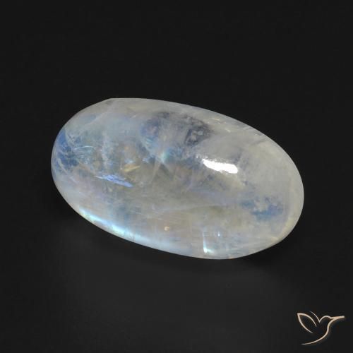 9,17 ctw natürlicher Bläulich-weiß Regenbogenmondstein, Oval, Transparent