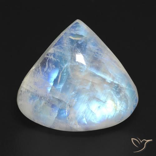 13.53ct Natürlicher Bläulich-weiß Regenbogenmondstein, Birnenform, Transparent