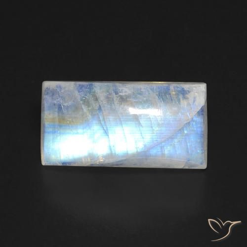 6.47ct Natürlicher Bläulich-weiß Regenbogenmondstein, Baguette, Transparent