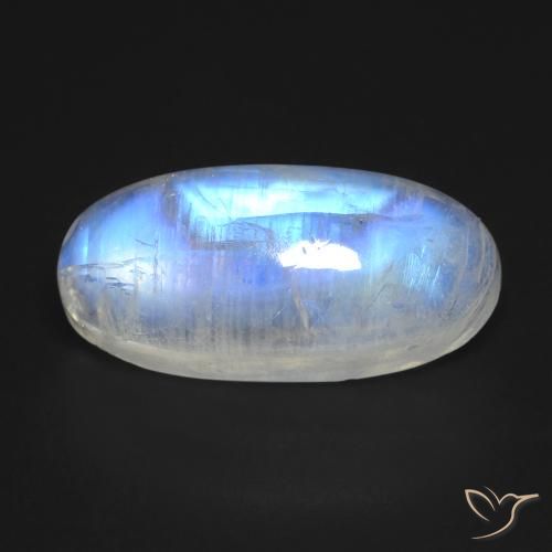 12,12 ctw natürlicher weißer Regenbogen-Mondstein, Oval Schliff, Transparent