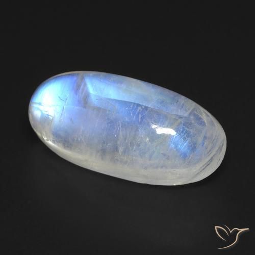 12,12 ctw natürlicher weißer Regenbogen-Mondstein, Oval Schliff, Transparent