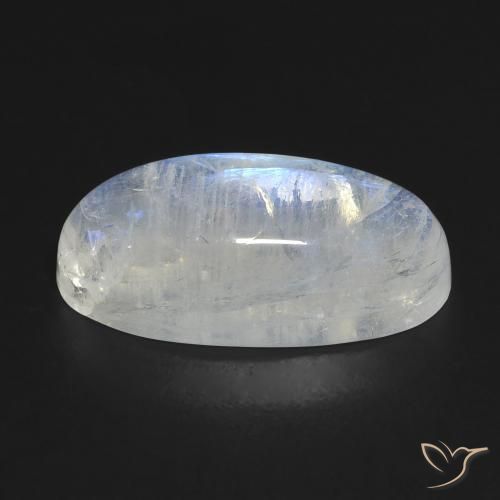 12,12 ctw natürlicher weißer Regenbogen-Mondstein, Oval Schliff, Transparent