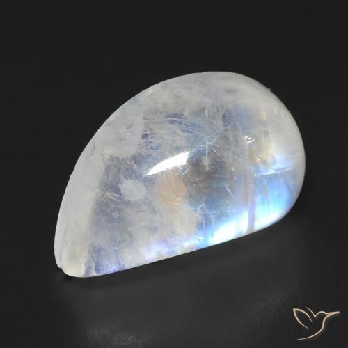 9.35ct Natürlicher Bläulich-weiß Regenbogenmondstein, Fantasie, Transparent