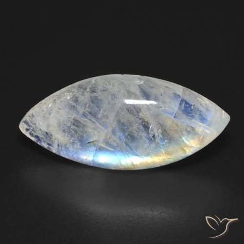 9.25ct Natürlicher Bläulich-weiß Regenbogenmondstein, Marquise, Transparent