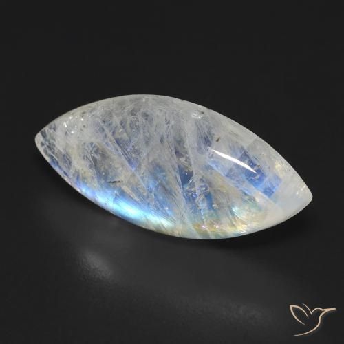 9,17 ctw natürlicher Bläulich-weiß Regenbogenmondstein, Marquise, Transparent