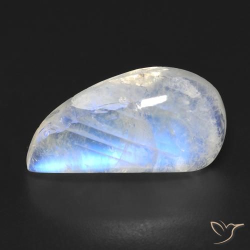 9.01ct Natürlicher Bläulich-weiß Regenbogenmondstein, Fantasie, Transparent