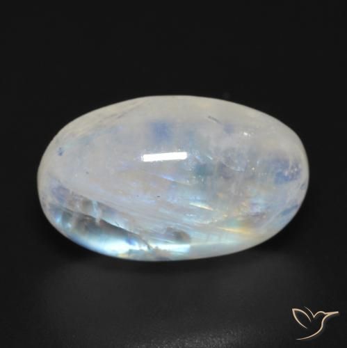 8.92ct Natürlicher Bläulich-weiß Regenbogenmondstein, Oval, Transparent