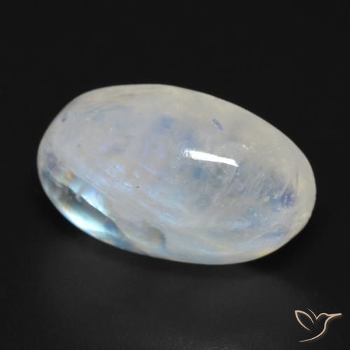 9,17 ctw natürlicher Bläulich-weiß Regenbogenmondstein, Oval, Transparent